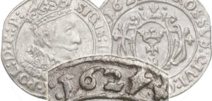 Grosz gdański 1627 z odwróconą 4