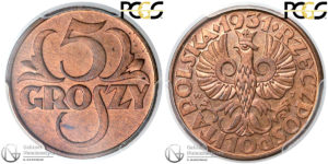 5 groszy 1931 bite stemplem polerowanym