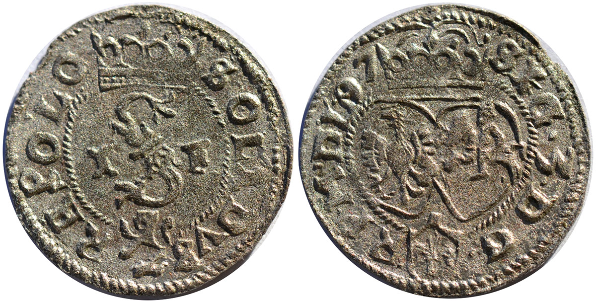 Szeląg 1597 bez znaków mincerskich